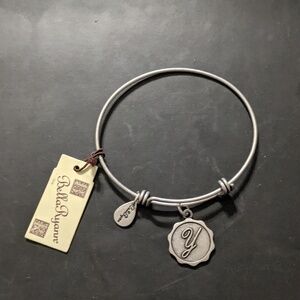 BELLA Ryann Silver Tone Initial Letter Y Expandable Statement Bracelet